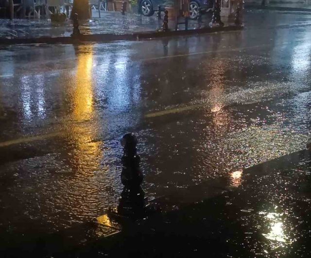 Tekirdağ'da akşam saatlerinde kuvvetli yağış: cadde ve sokaklarda su birikintileri