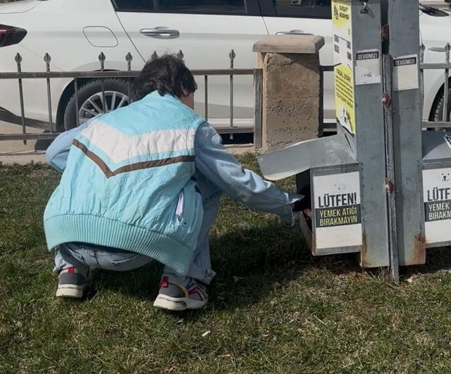 Bayburt Özel Eğitim Uygulama Okulu Öğrencilerinden Otizm Farkındalık Günü'nde Sokak Hayvanlarına Mama Desteği