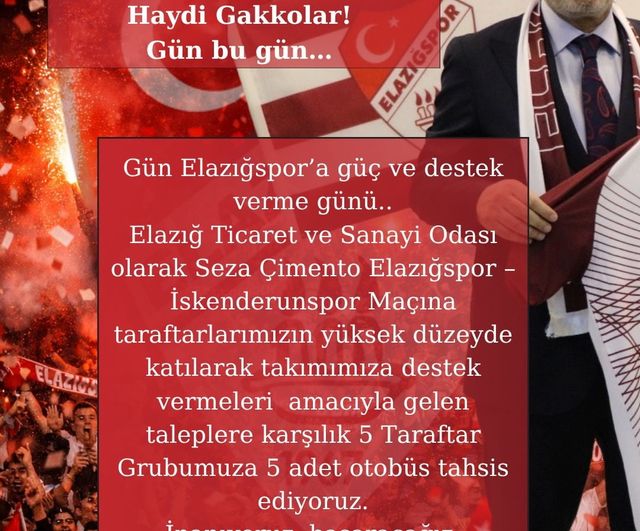 İdris Alan’dan Elazığsporlulara İskenderunspor maçı için 5 otobüs desteği