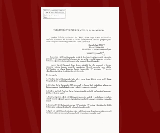 MHP'li Ersoy, Pınarbaşı'nın sağlık eksikliklerini TBMM'ye taşıdı