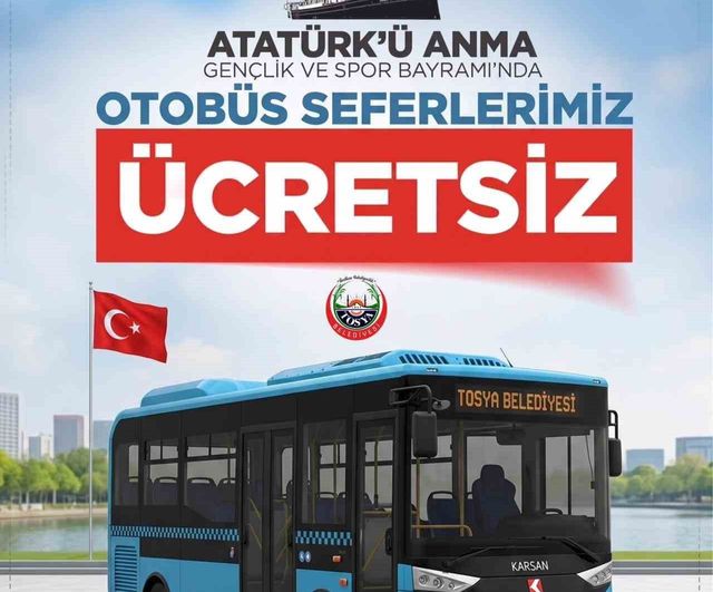 Tosya'da 19 Mayıs'ta halk otobüsleri gün boyu ücretsiz