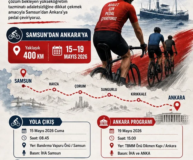 ÜNİPERSAN üyeleri yükseköğretim tazminatı için Samsun'dan Ankara'ya bisiklet eylemi