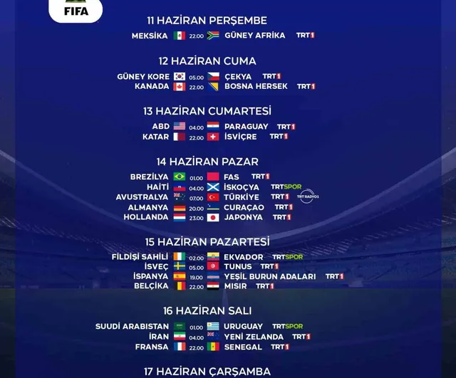 2026 FIFA Dünya Kupası TRT'de şifresiz yayınla başlıyor