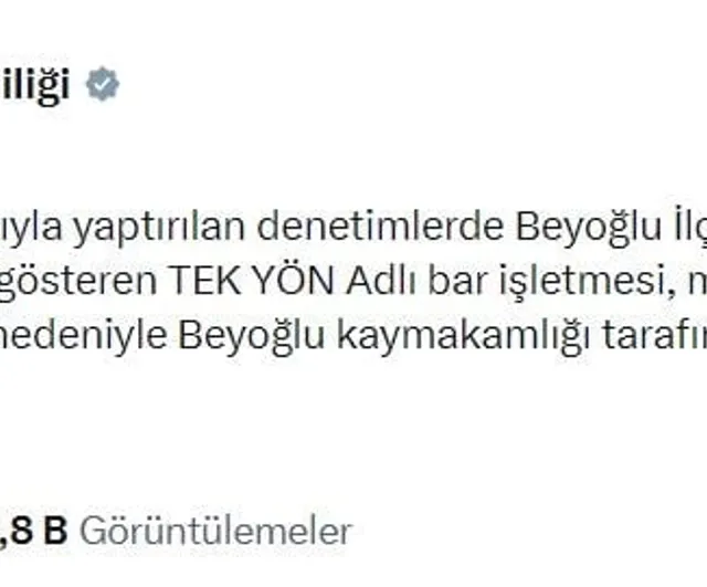 Beyoğlu Cihangir Mahallesi'nde TEK YÖN adlı bar kapatıldı