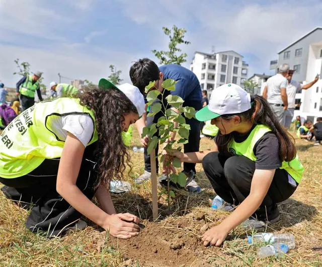 Bursa Büyükşehir, Çevre Haftası'nda Yenibağlar'da 200 fidan dikti