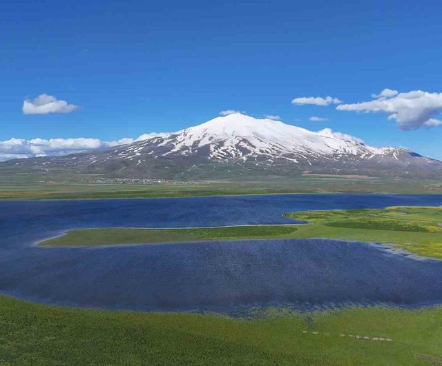 Cil Gölü ve Süphan Dağı: Adilcevaz'da Kuş Cenneti Havadan Görüntülendi