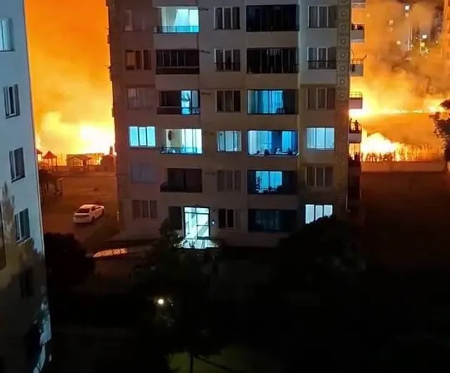 Diyarbakır Bağlar'da arazi yangını apartmanlara sıçramadan söndürüldü