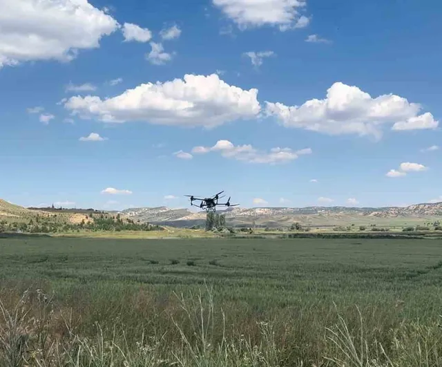 Eskişehir'de çiftçi dron ile ilaçlama yaparak traktörün ekinlere verdiği zararı önledi