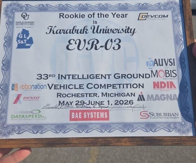 KBÜ Evrenos İKA Takımı, IGVC 2026'da 'Rookie of the Year' ödülünü kazandı