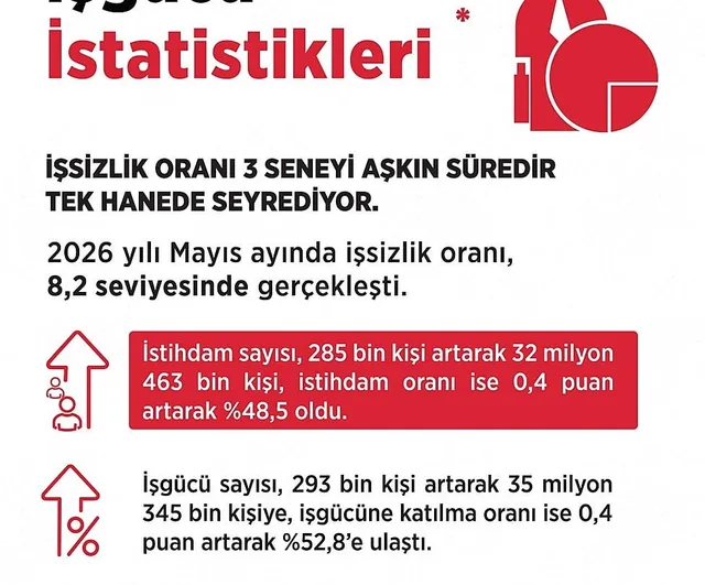 Mayıs ayında istihdam 285 bin kişi arttı, işsizlik yüzde 8,2'de kaldı