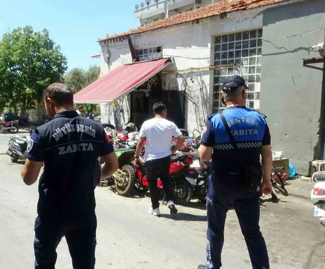 Muğla'da zabıta ekiplerinden motosiklet tamircilerine sıkı denetim