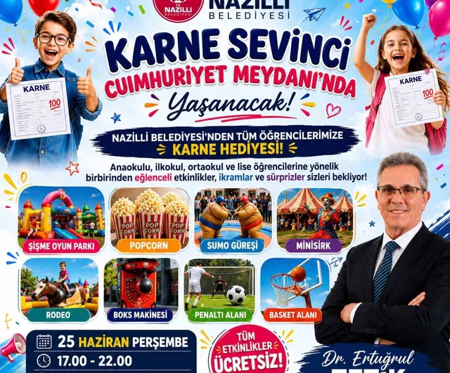 Nazilli Belediyesi'nden öğrencilere karne hediyesi