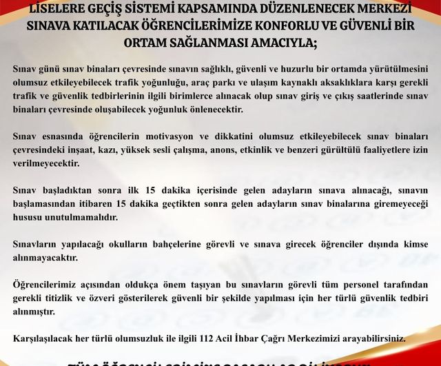 Tekirdağ Valiliği'nden LGS Öncesi Uyarı: Sınav Saatlerinde Gürültülü Faaliyetlere Yasak