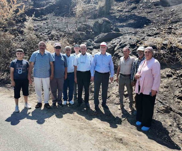 TZOB genel başkanı Bayraktar Pamukçular'da yangın hasarını yerinde inceledi