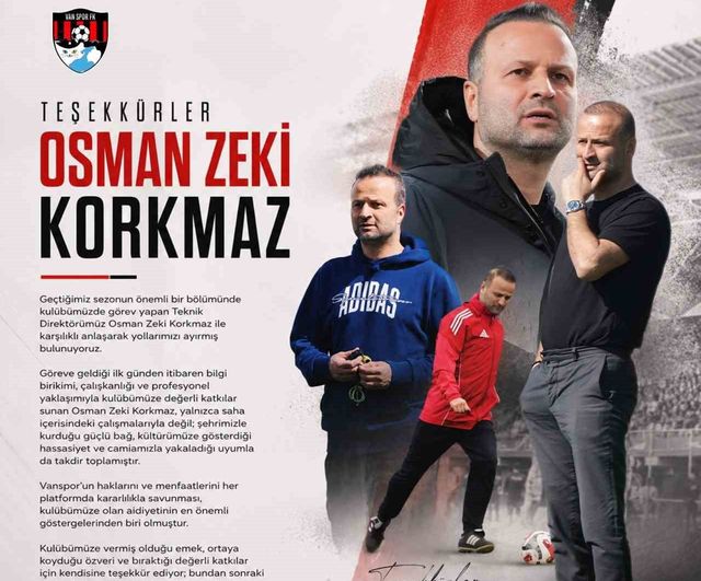 Vanspor, Teknik Direktör Osman Zeki Korkmaz ile Karşılıklı Anlaşmayla Yollarını Ayırdı