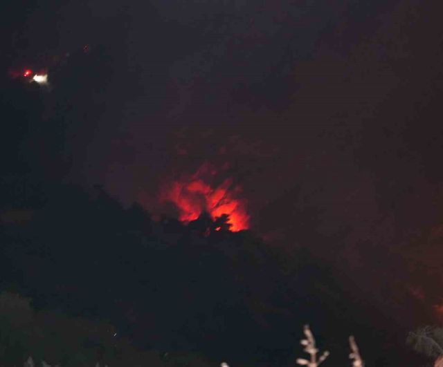 Denizli'de orman yangını gece rüzgarın etkisiyle yeniden alevlendi