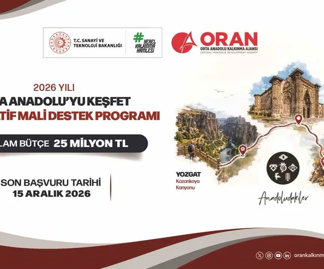 Orta Anadolu Kalkınma Ajansı'ndan TR72 turizmine 25 milyon lira destek