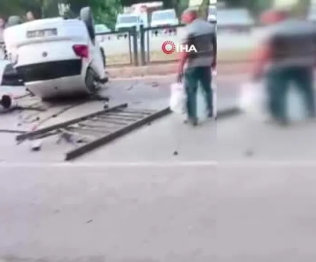 Adana'da köprüden düşen otomobilin sürücüsü vatandaşların müdahalesiyle kurtarıldı