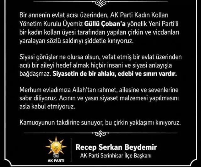 AK Parti'den düğünde ölen evladı hedef alan sözlere kınama
