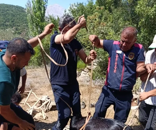 İtfaiye ve köylülerden koordineli müdahale: kuyudan çıkarılan keçi sahibine teslim edildi