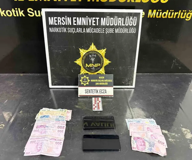 Mersin'de üç şüpheli tutuklandı: 123 sentetik ecza maddesi ele geçirildi