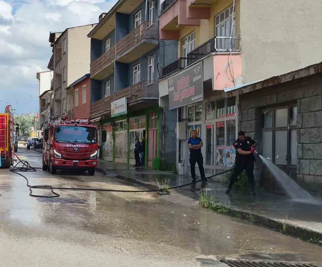 Sarıkamış’ta kent estetiği tazyikli suyla korunuyor