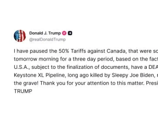 Trump Kanada'ya yüzde 50 gümrük vergisini üç günlüğüne askıya aldı