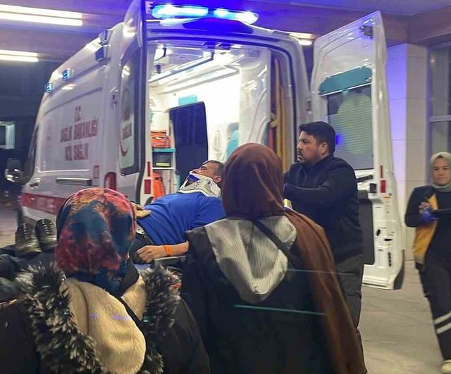 Babasını ambulansa bıraktıktan sonra yoldaki domuza çarpan sürücü yaralandı
