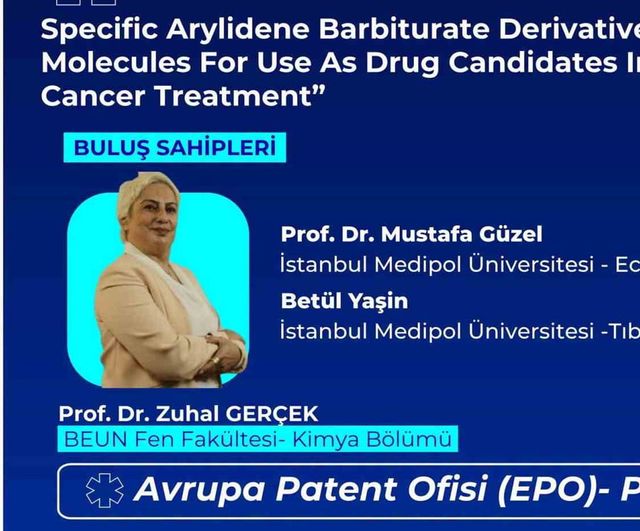 Beun öğretim üyesinin kanser ilacı adayına ilişkin Avrupa patent başvurusu tescillendi