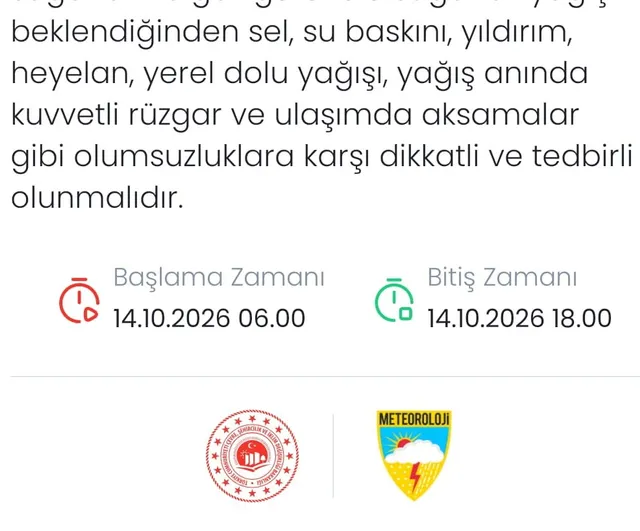 Denizli'de çarşamba günü kuvvetli sağanak ve su baskını riski