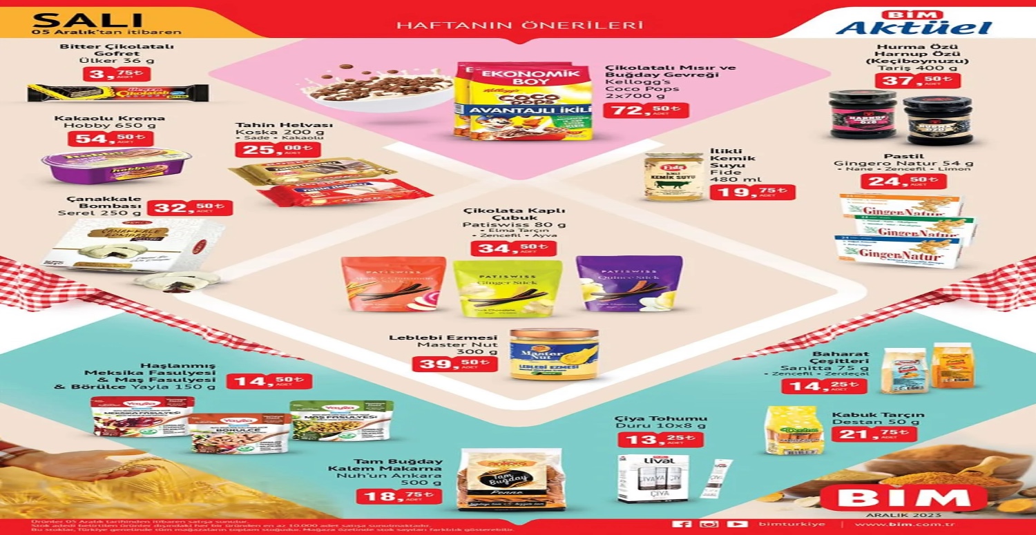 BİM 5 ARALIK İNDİRİMLİ ÜRÜNLERIN FİYAT LİSTESI