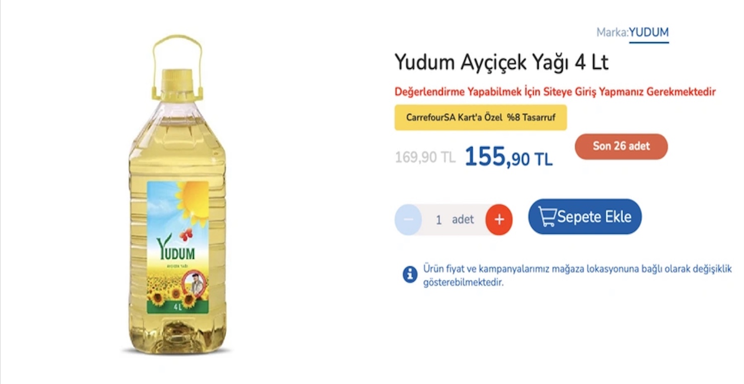 CARREFOURSA'DAN DÖRT LİTRELİK AYÇİÇEK YAĞI İNDİRİMİ