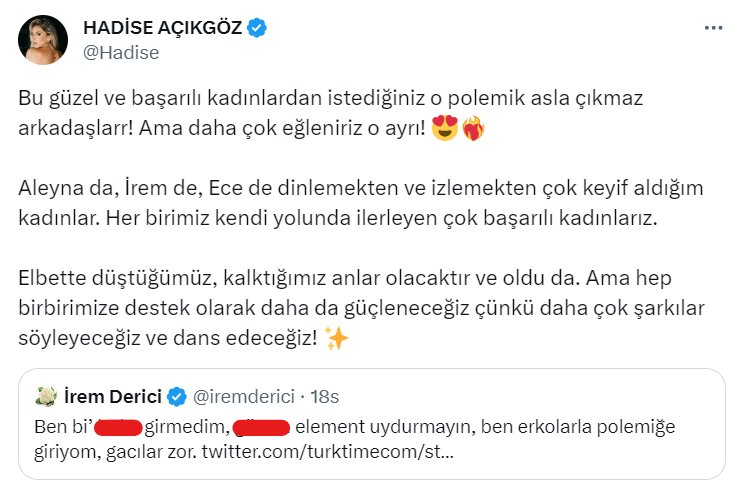 Hadise, Ece Seçkin ve İrem Derici Arasındaki Polemik İddialarına Cevap Verdi: Bu Güzel ve Başarılı Kadınlarla Daha Çok Eğleniriz!