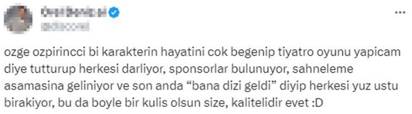 Özge Özpirinçci, Tiyatro Oyununu Neden Bıraktığını Açıkladı: “Hayallerim ve Hayatım Arasında Bir Denklem Kurmaya Çalışıyorum”