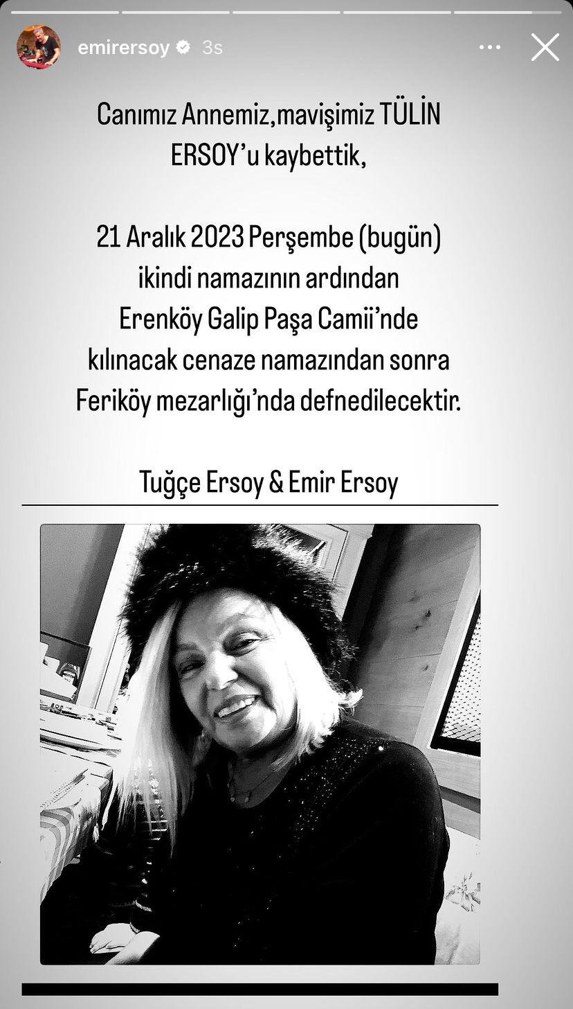 Gökçe Bahadır ve Emir Ersoy'un acı günü: Tülin Ersoy'u son yolculuğuna uğurluyorlar