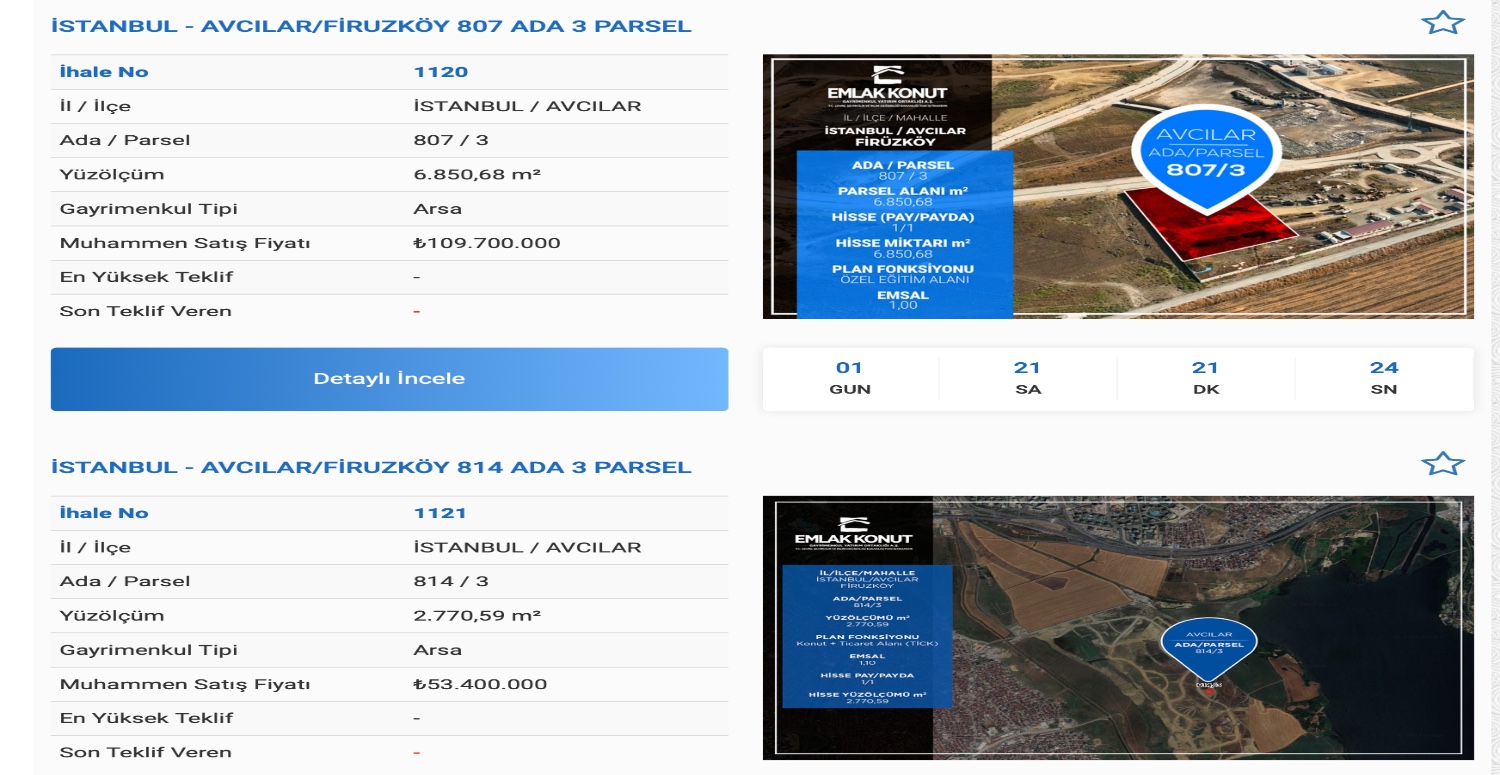 İSTANBUL’DA 8 ARSA İHALEYLE SATIŞA ÇIKARTILDI