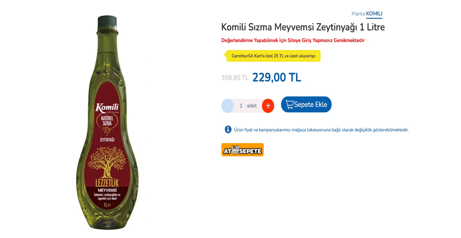 Komili marka sızma meyveli zeytinyağı 1 litre