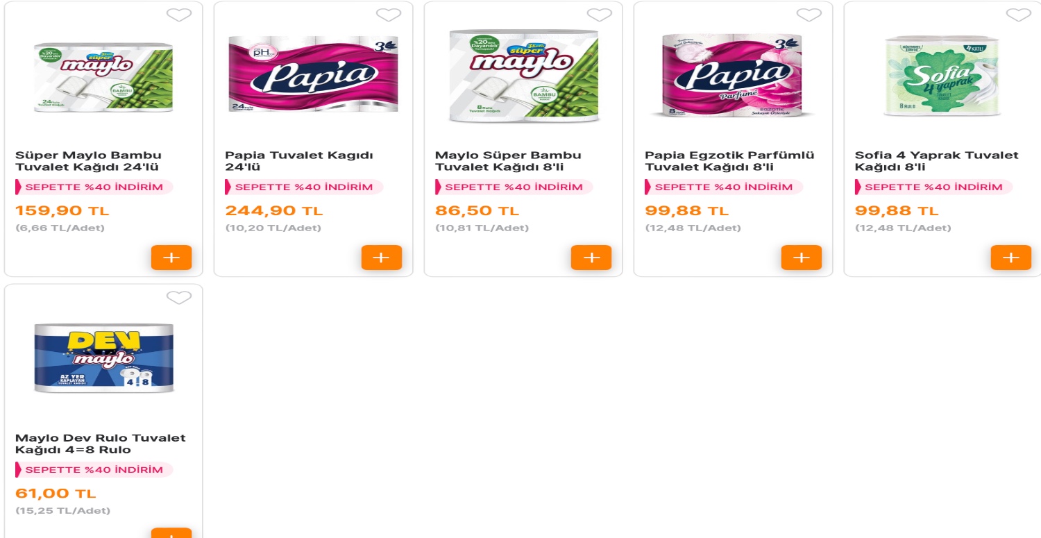MİGROS MARKETLERDE TUVALET KAĞITLARINDA %40 İNDİRİM