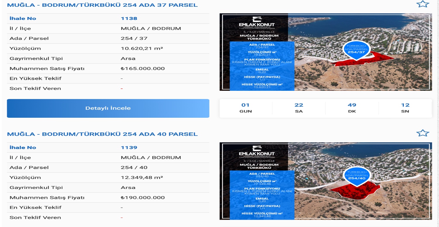 MUĞLA’DA ÜÇ ARSA SATIŞTA