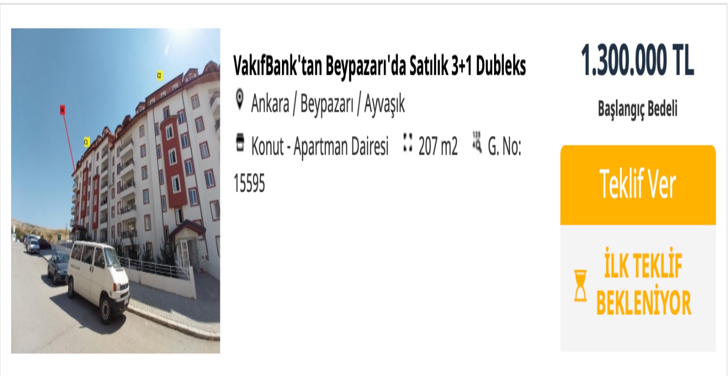 VAKIFBANK’TAN BEYPAZARI’NDAKİ DUBLEKS EVLER SATIŞTA
