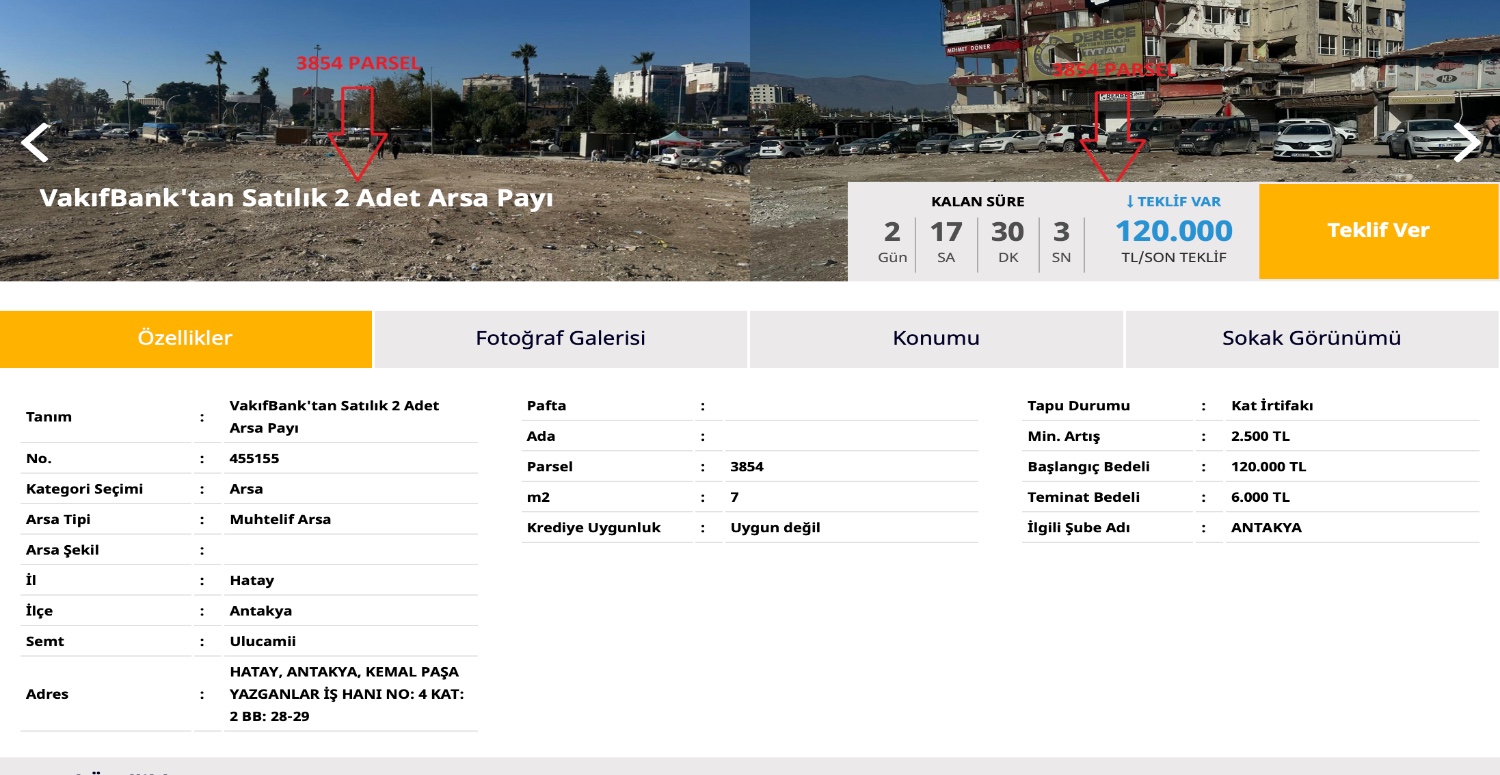 120.000 TL’ si olan şansı yakalayacak! 2 adet arsadan payı kapacak