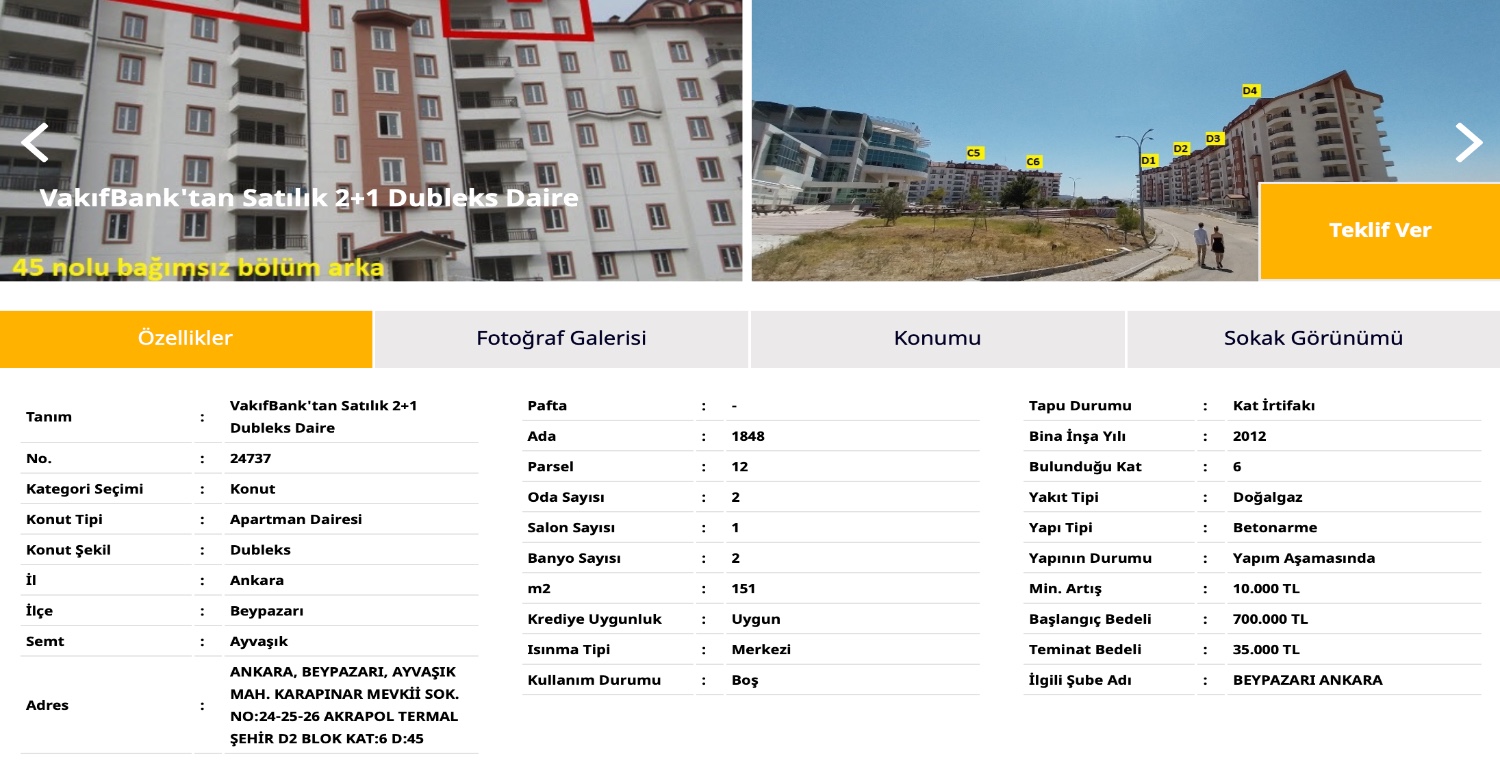 700.000 TL’YE 2+1 DUBLEKS EV SATILIK