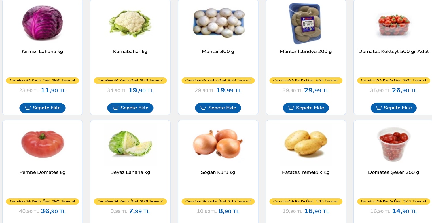 CARREFOURSA SEBZELERDE İNDİRİM