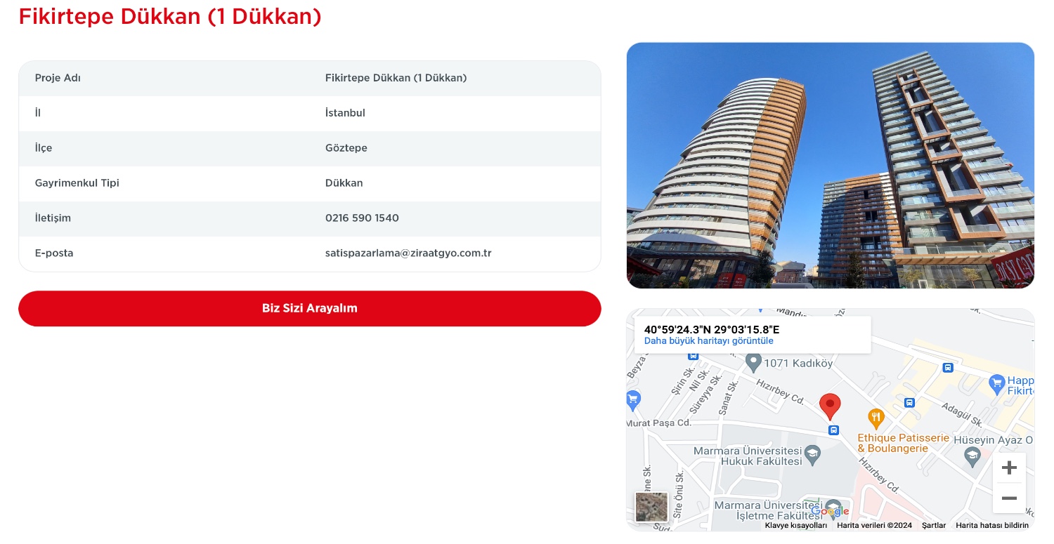 FİKİRTEPE’DE BİR ADET DÜKKAN ZİRAAT GYO’DAN SATILIK