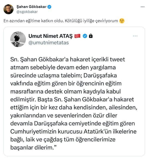 Şahan Gökbakar’dan örnek davranış: Hakareti eğitim bağışıyla affetti!