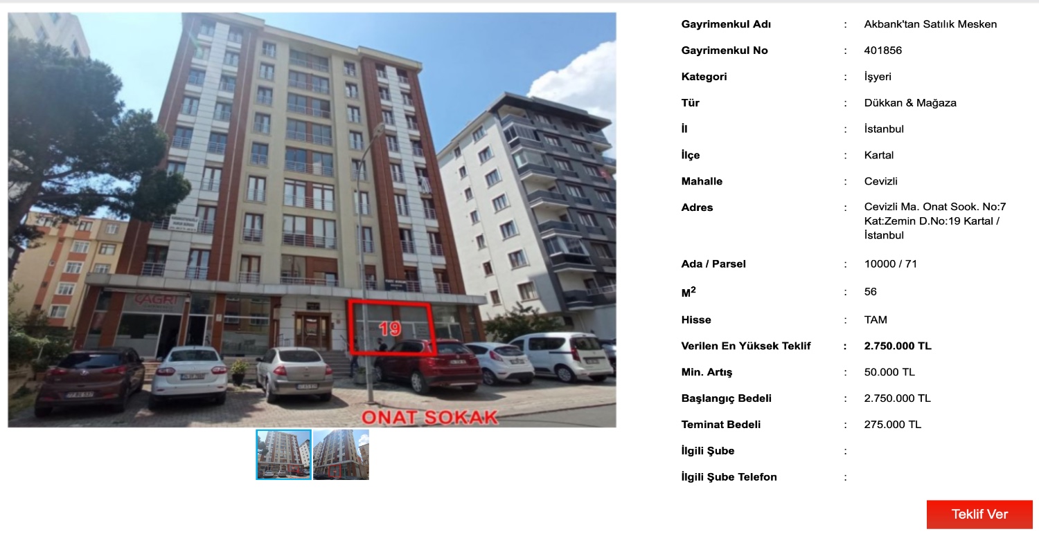 İstanbul’un göbeğinde 2.750.000 TL’ye dükkan satılık! O banka fırsatı sundu