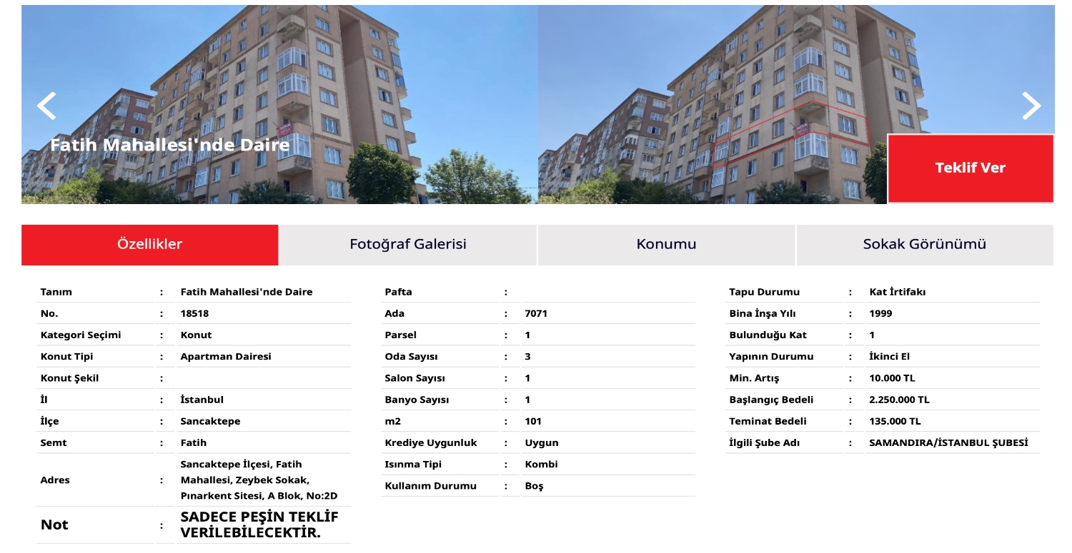 SANCAKTEPE’DE 2.250.000 TL DAİRE SATIŞI