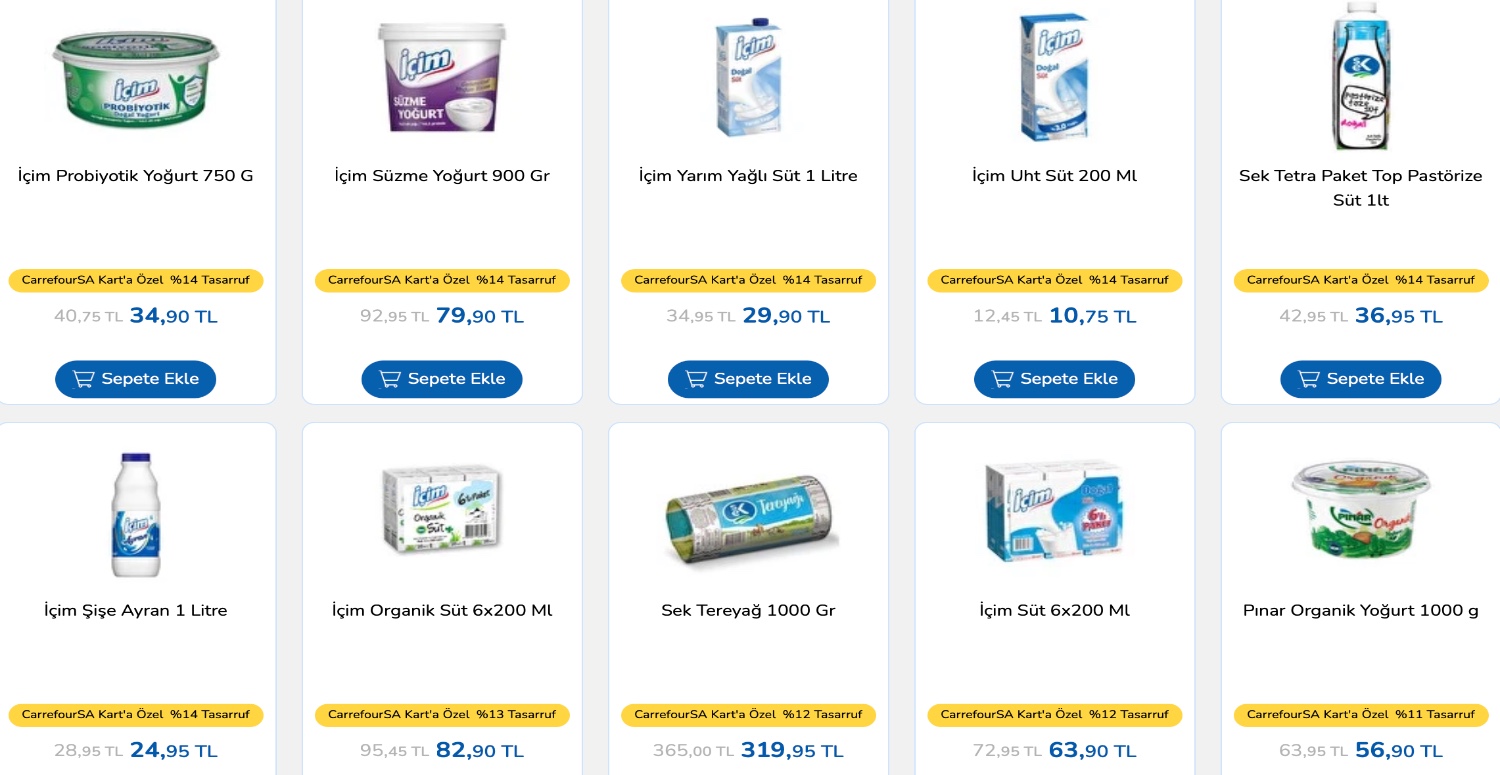 Süt ürünlerinde CarrefourSA marketler yüzde 45 oranına kadar indirim kampanyasına imza attı! Kapış kapış gidiyor