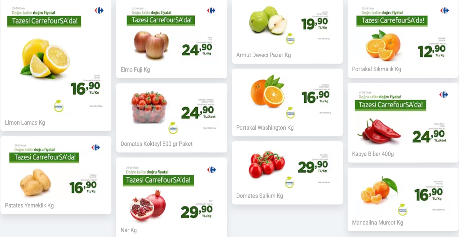 Taze meyve ve sebzelerde uygun fiyatlar bekleyen CarrefourSA marketlere koşacak! Tazesi CarrefourSA'da
