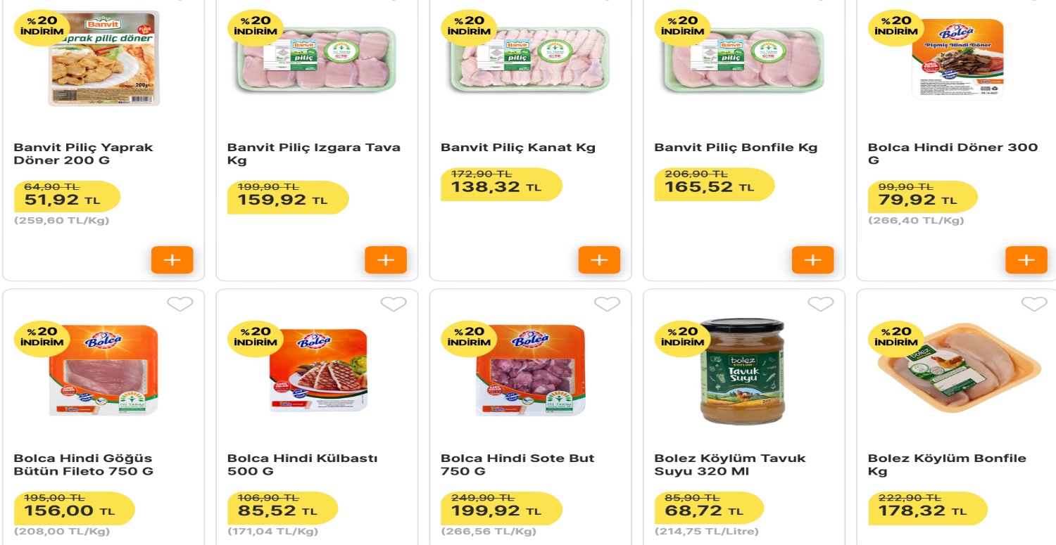 Taze piliç, donuk hindi ürünleri bekleyenler müjde! Yüzde 20 indirimli bir çok ürün satışta